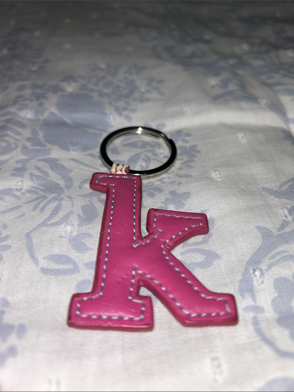 Bombay Duck Pink 'K' Leather Initial Keychain